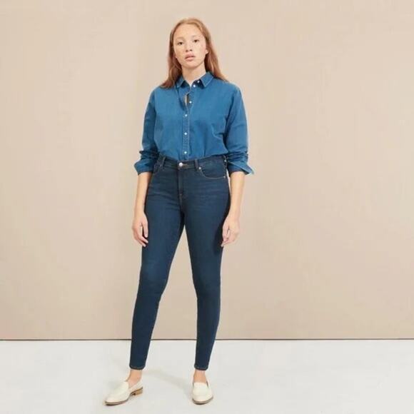 Everlane Denim - NWT EVERLANE The Authentic Stretch Mid-Rise Skinny In Dark Blue Size 25 Ankle